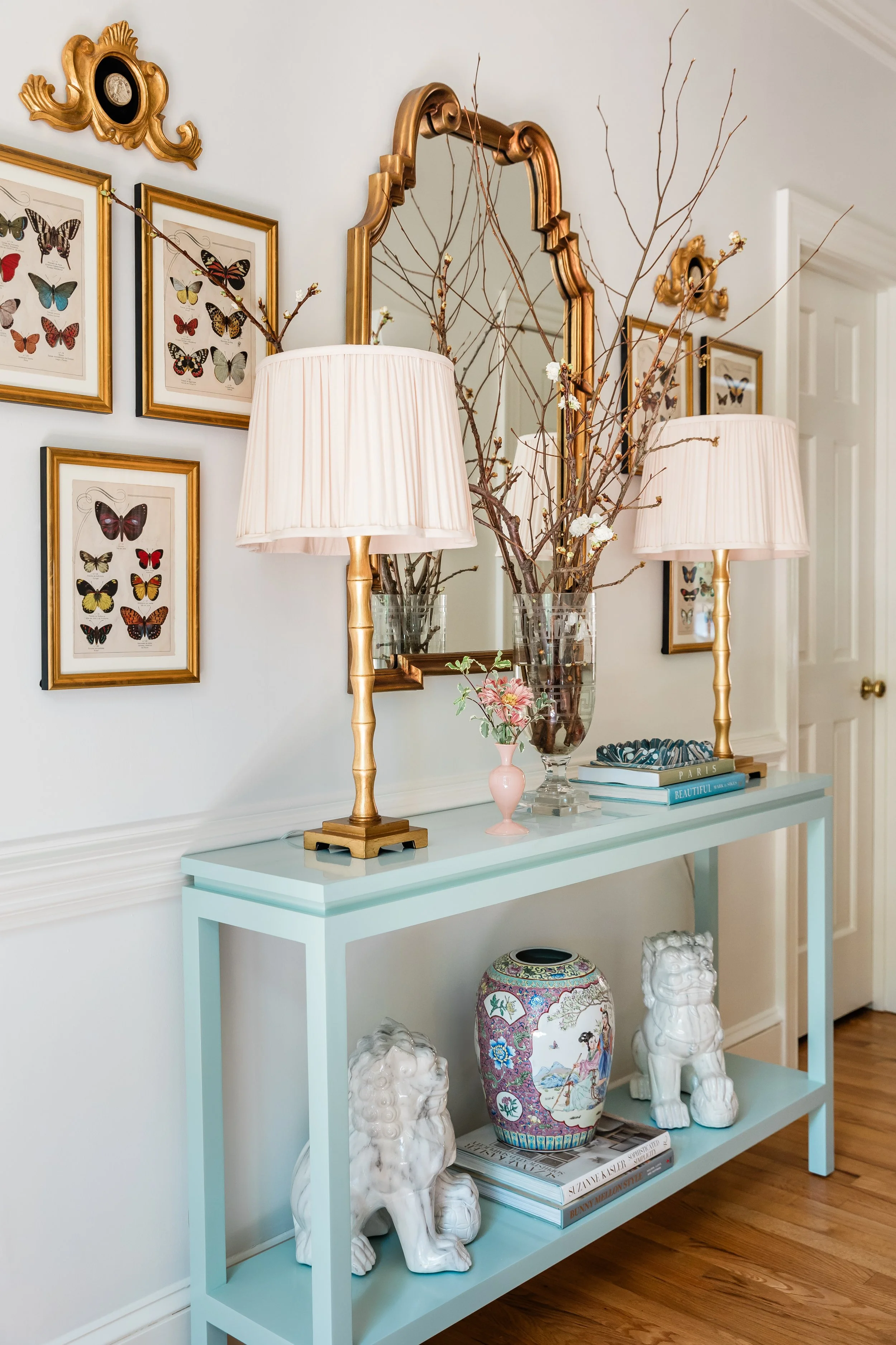 Inviting colorful interior detail, North Carolina interior design