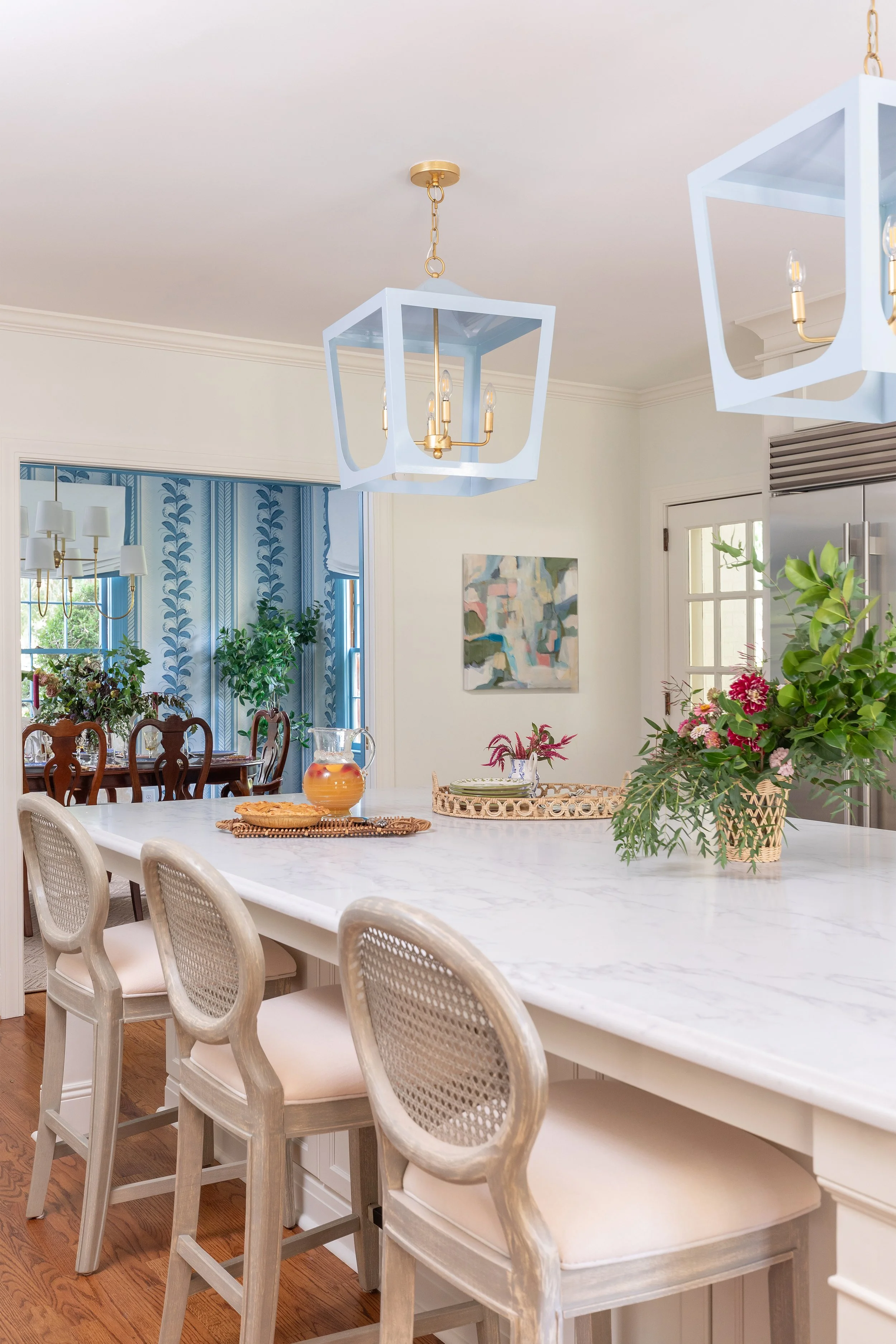Timeless colorful living space, Raleigh NC interior designer
